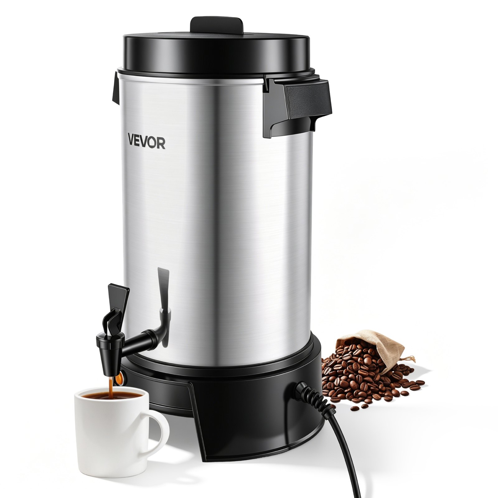VEVOR Urna de Café 6,3 L para 42 Tazas a la Vez Cafetera Comercial 1190 W, Preparación Rápida, Con Grifo Antigoteo, Control Automático de Temperatura, 84°C-94°C, Para Catering, Fiestas, Restaurantes