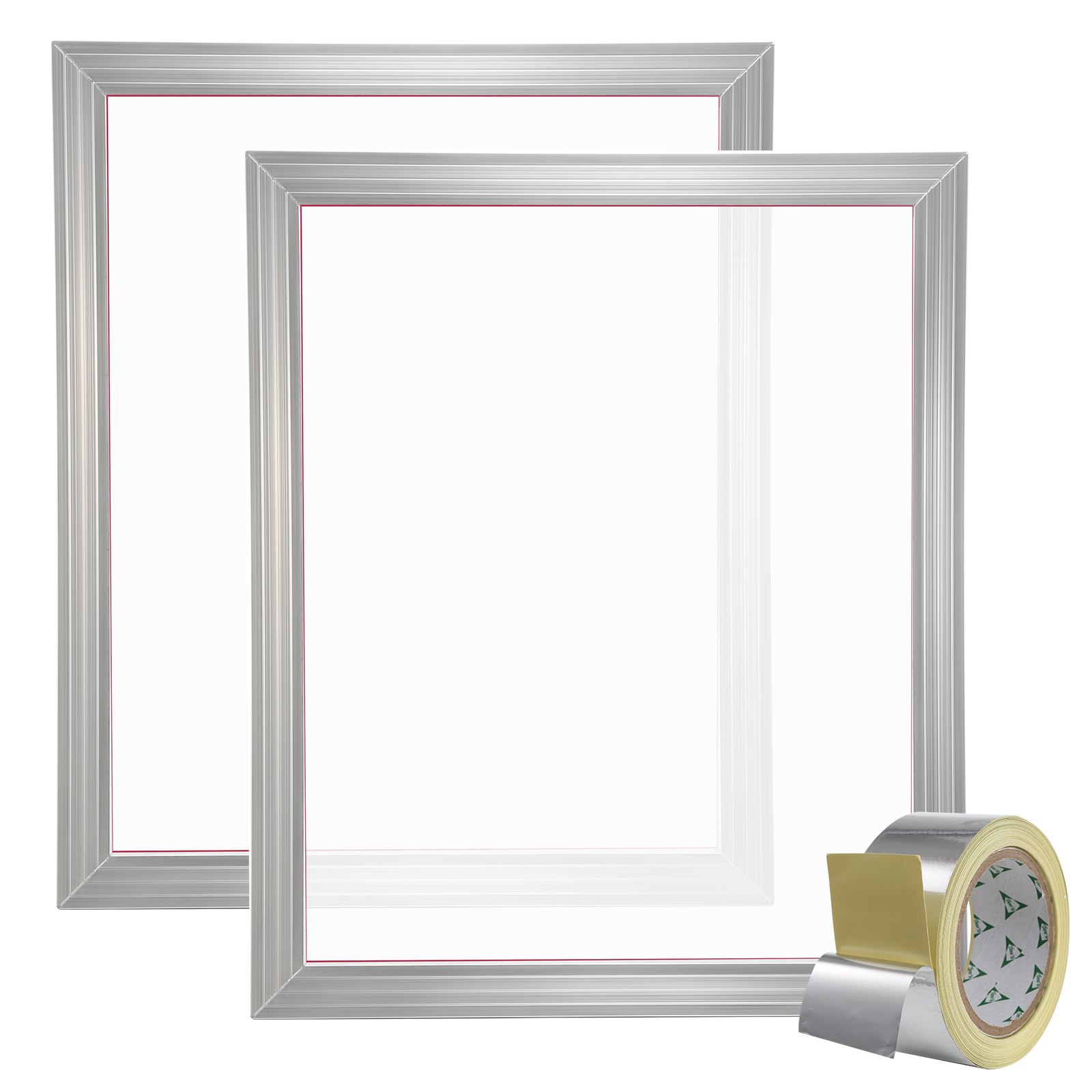 VEVOR Marco de Pantalla de Seda 2 Piezas Marcos de Serigrafía de Aleación de Aluminio 50,8 x 61 cm Kit de Serigrafía con Malla 230, Malla de Nylon de Alta Tensión y Cinta de Sellado para Camisetas