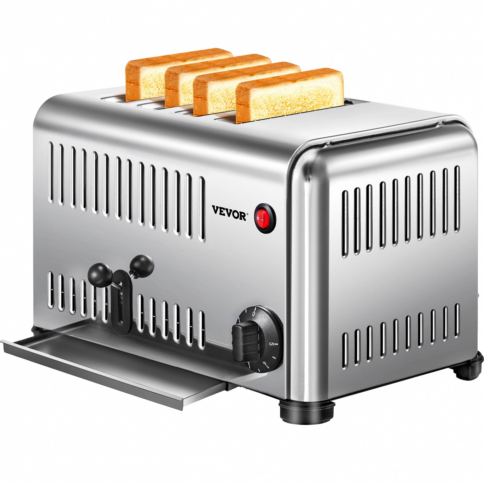 Vevor 28 Mm Tostadora Eléctrica De Pan 4 Rebanadas Con Ranur Acero Inoxidable