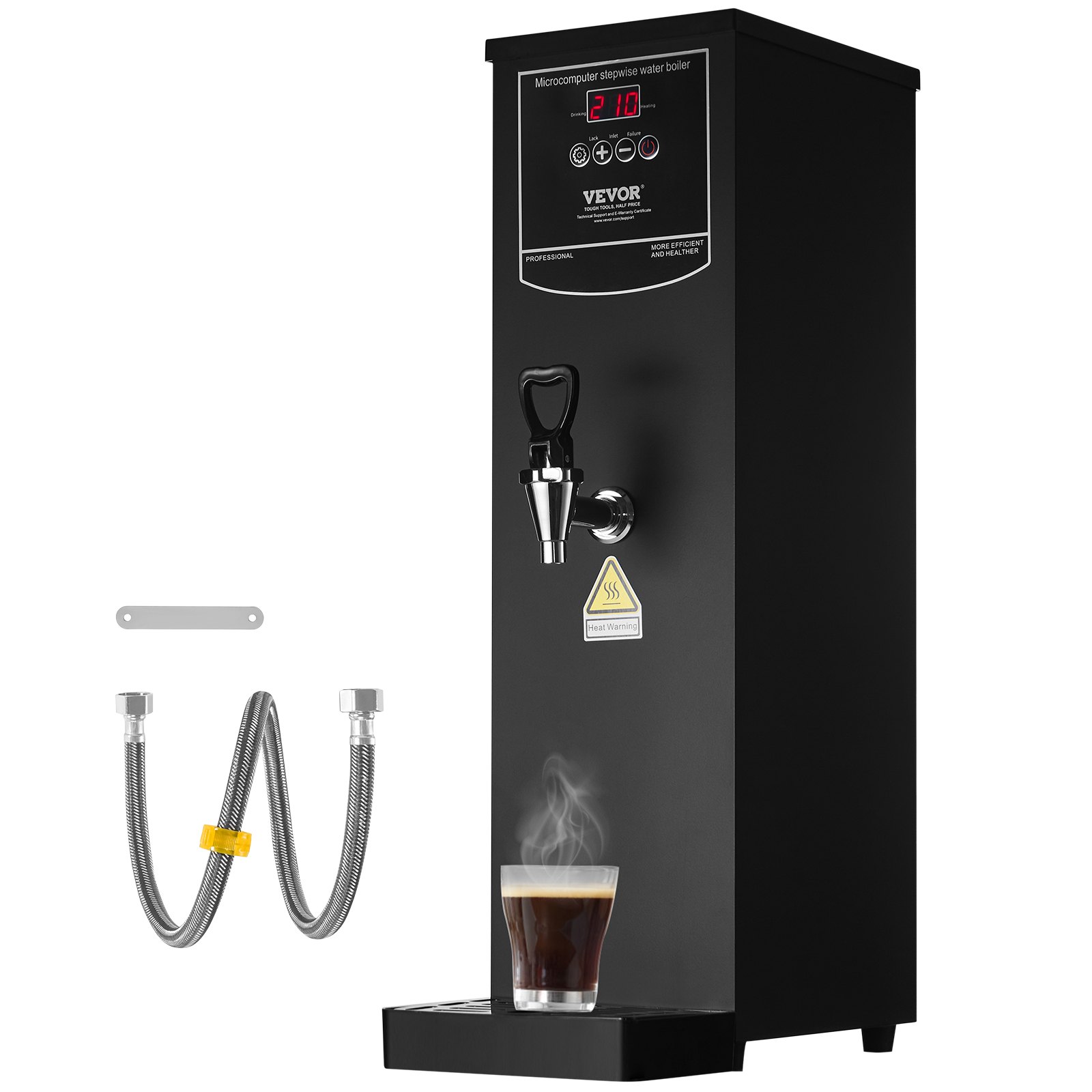 VEVOR Calentador de Agua Comercial 15 L, Dispensador Eléctrico de Agua Caliente 1500 W, 50 L por Hora, con Tubo Calefactor de Acero Inoxidable 316, para Cafeterías, Restaurantes, Hoteles, Oficinas