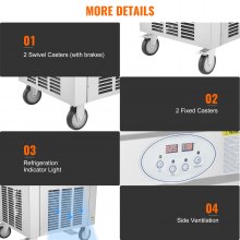 VEVOR Máquina de Hielo Enrollado 50x50x3,5 cm Plancha de Hielo Enrollado Comercial de Acero Inoxidable Máquina de Laminación de Hielo con Compresor y 2 Raspadores para Bares Cafeterías Confiterías