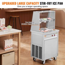 VEVOR Máquina de Hielo Enrollado 35x35x3,5 cm Plancha de Hielo Enrollado Comercial de Acero Inoxidable Máquina de Laminación de Hielo con Compresor y 2 Raspadores para Bares Cafeterías Confiterías