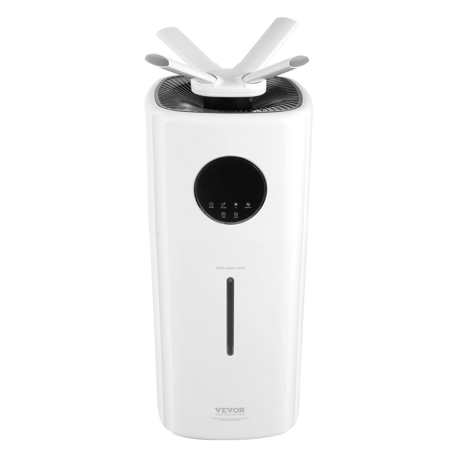 VEVOR Humidificador Comercial 21 L Vapor Frío 44-120 m² 35,5 x 35,5 x 103,5 cm
