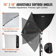 VEVOR Kit de Iluminación Softbox de 400 x 400mm 3000-6500 K Ajustable para Tomas