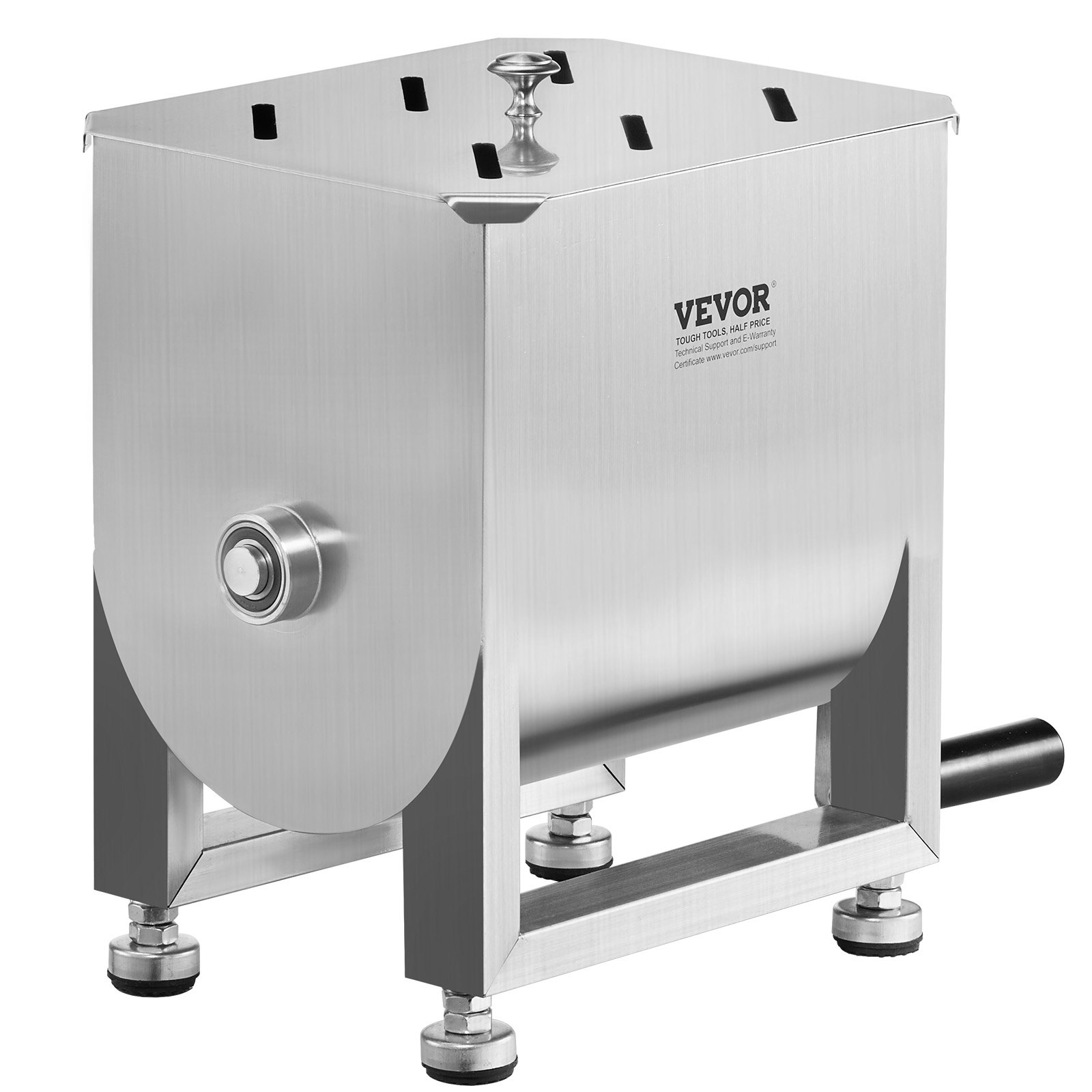 VEVOR Mezcladora de Carne Manual de Acero Inoxidable, Equipo de Procesamiento de Carne con Tanque Fijo de 10 L, Batidora de Carne Capacidad Máxima de 6,8 kg, Mezcladora de Salchichas con Tapa y Asa
