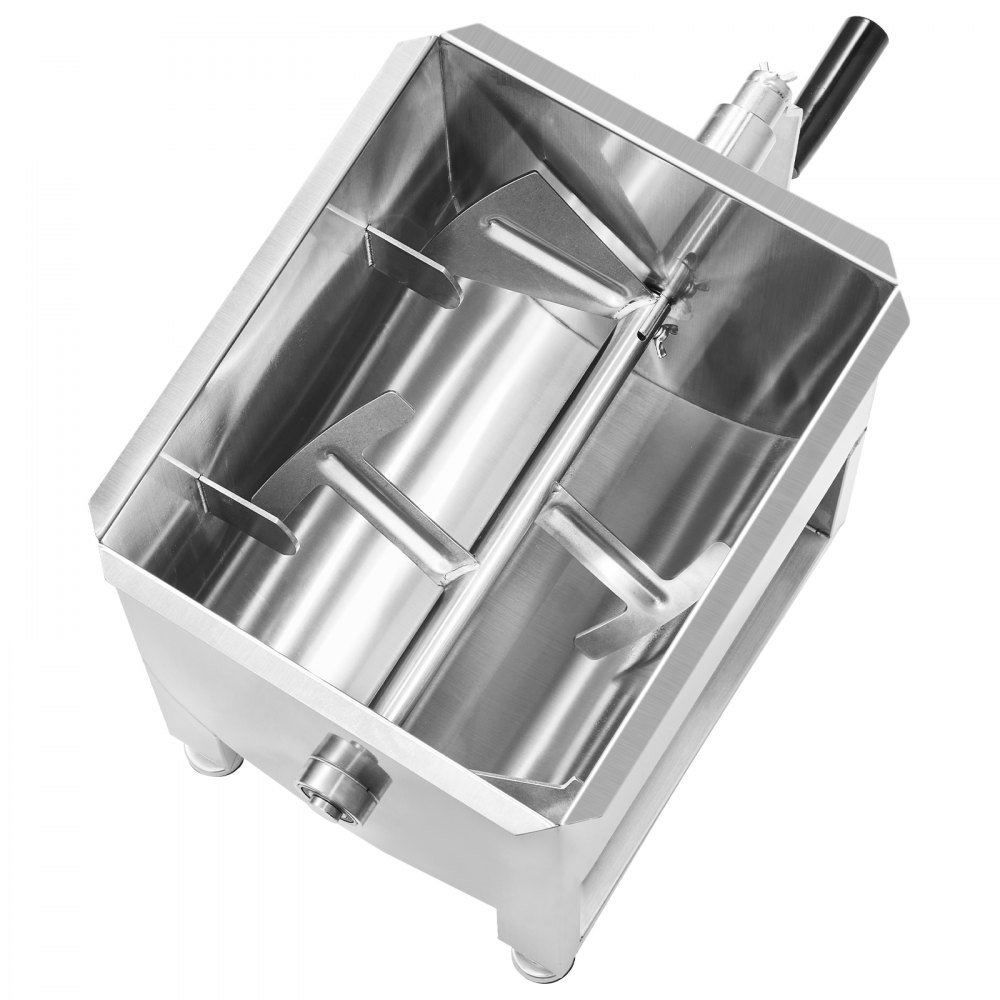 VEVOR Mezcladora de Carne Manual Tanque de 20 L, Equipo de Procesamiento de Carne, Capacidad Máxima de Mezcla de 13,6 kg, Mezcladora de Salchichas de Acero Inoxidable con Tapa, Caja de Engranajes