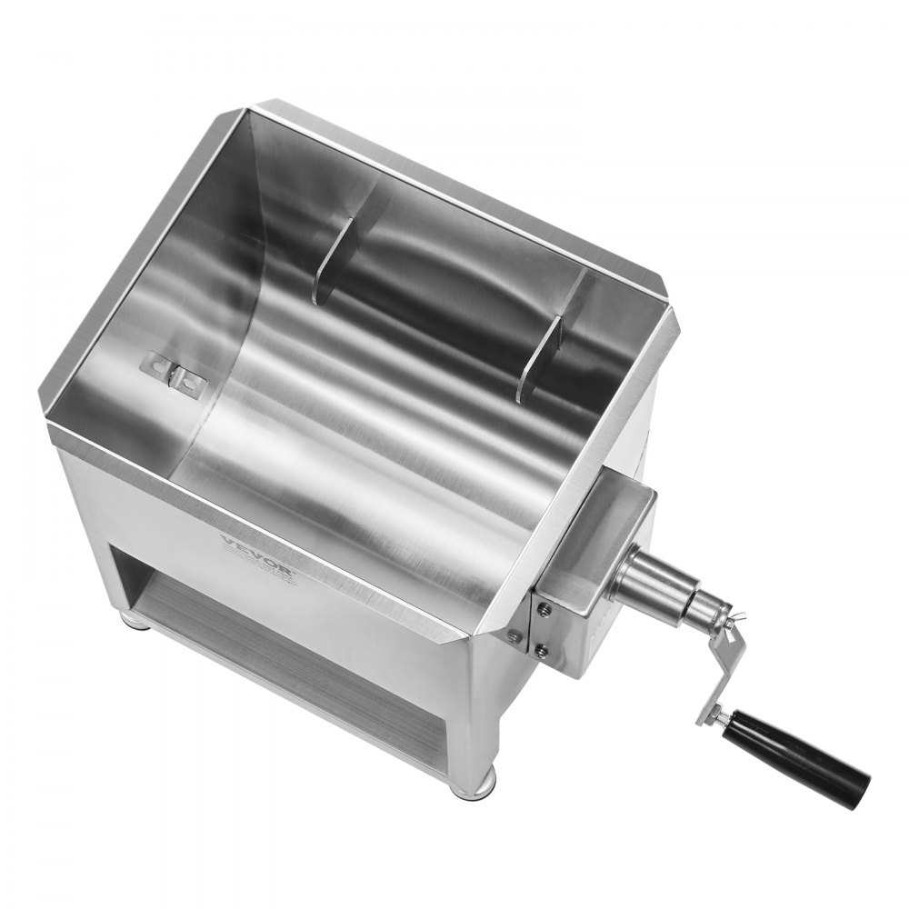 VEVOR Mezcladora de Carne Manual Tanque de 20 L, Equipo de Procesamiento de Carne, Capacidad Máxima de Mezcla de 13,6 kg, Mezcladora de Salchichas de Acero Inoxidable con Tapa, Caja de Engranajes