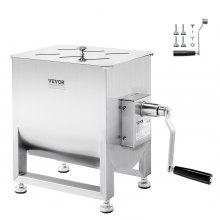 VEVOR Mezcladora de Carne Manual Tanque 30L Mezcla Máxima 13,6kg para Salchichas