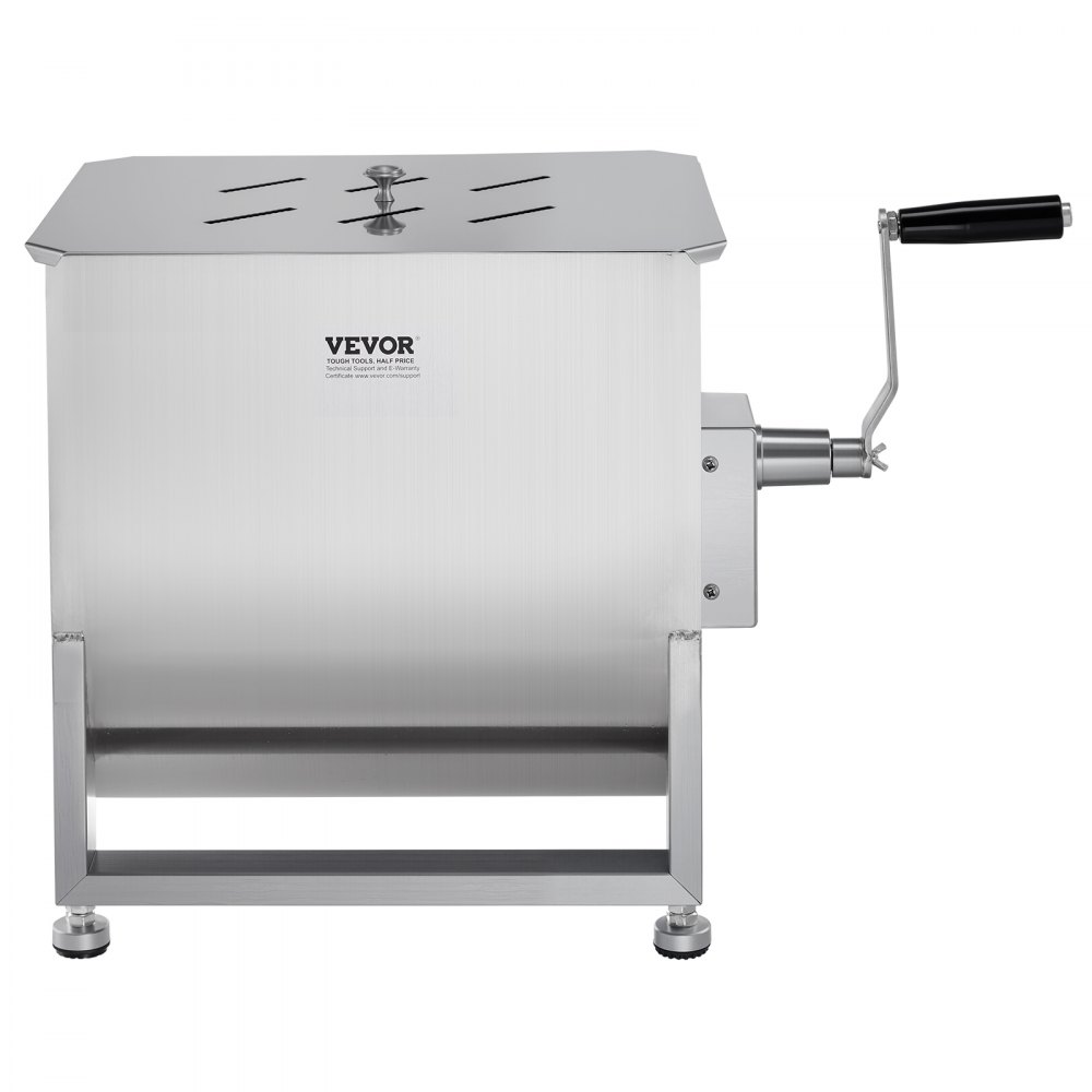 VEVOR Mezcladora de Carne Manual Tanque de 40 L, Equipo de Procesamiento de Carne, Capacidad Máxima de Mezcla de 27,2 kg, Mezcladora de Salchichas de Acero Inoxidable con Tapa, Caja de Engranajes