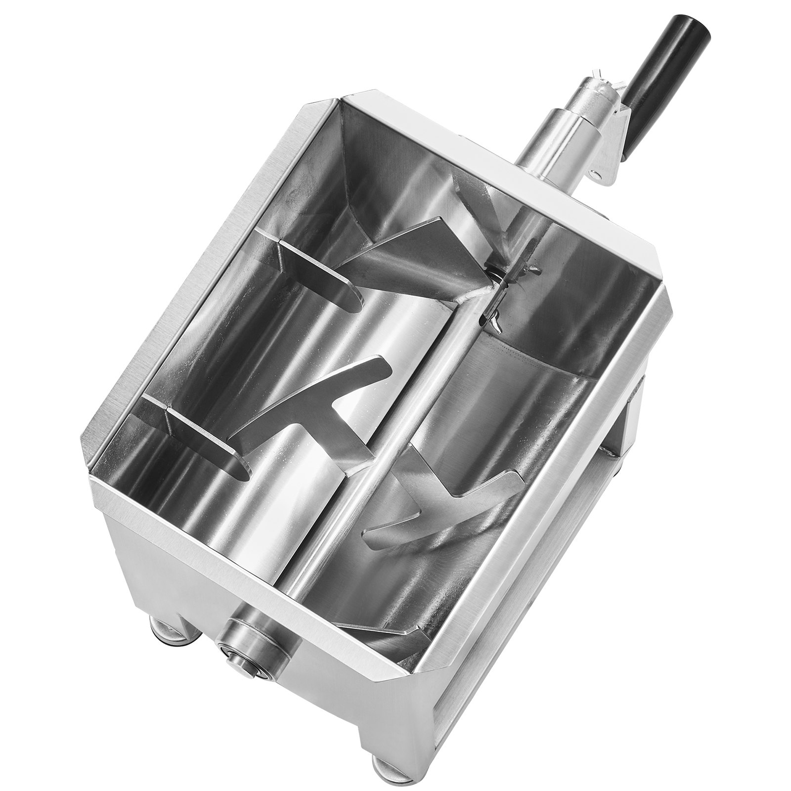 VEVOR Mezcladora de Carne Manual Tanque de 10 L, Equipo de Procesamiento de Carne, Capacidad Máxima de Mezcla de 6,8 kg, Mezcladora de Salchichas de Acero Inoxidable con Tapa, Caja de Engranajes