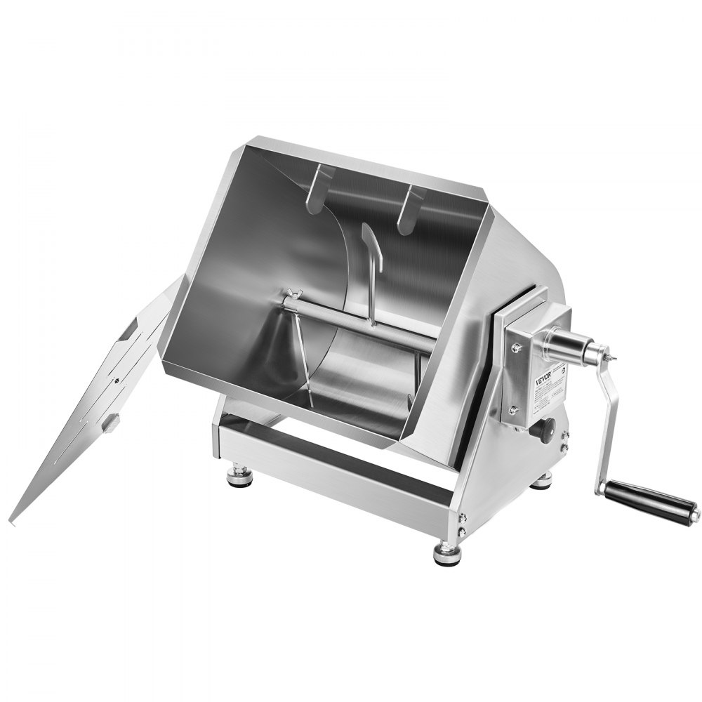 VEVOR Mezcladora de Carne Manual Tanque Basculante Equipo de Procesamiento de Carne Mezcla Máxima de 6,8 kg Mezcladora de Salchichas de Acero Inoxidable con Tapa, Manija, Reductor de Engranajes