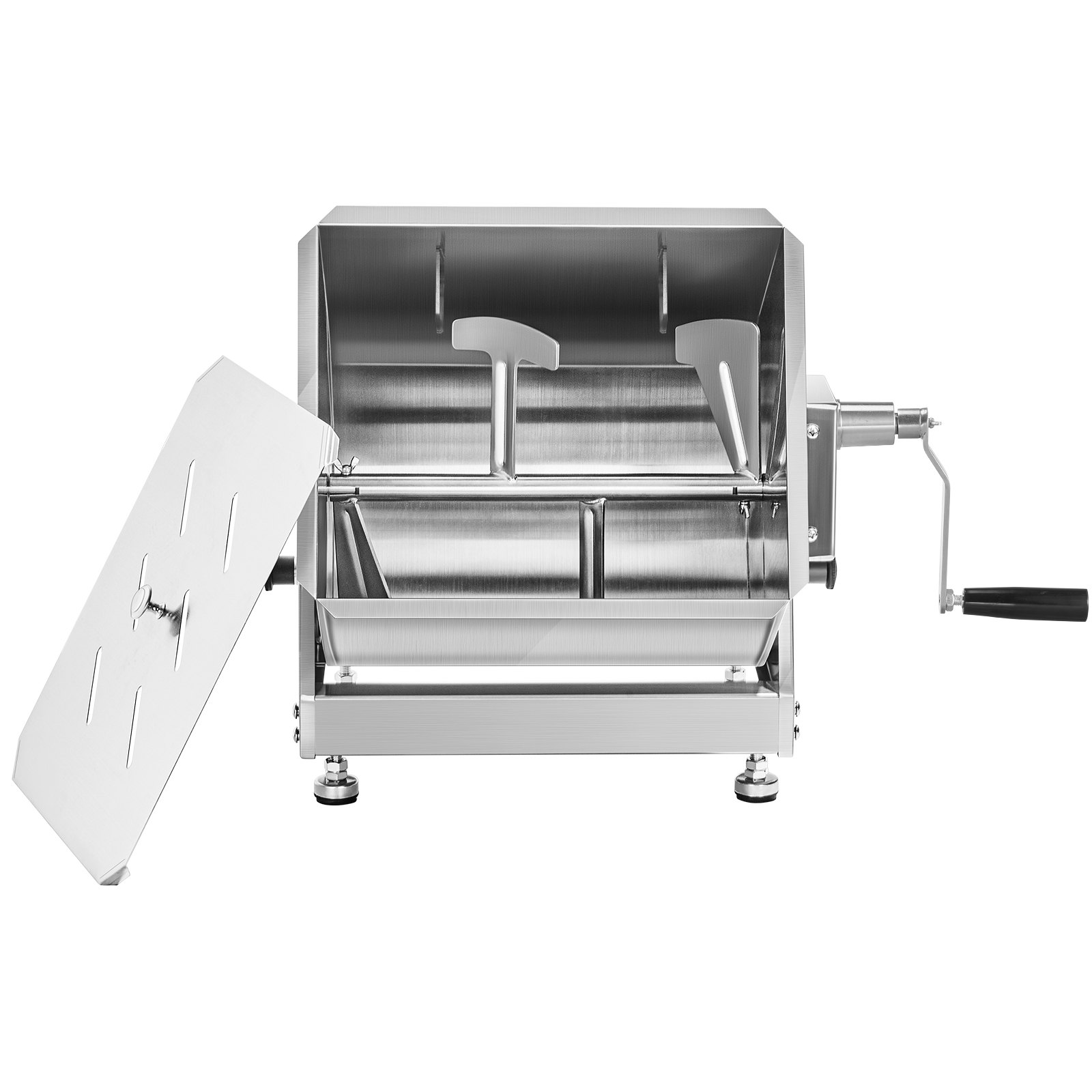 VEVOR Mezcladora de Carne Manual Tanque Basculante Equipo de Procesamiento de Carne Mezcla Máxima de 6,8 kg Mezcladora de Salchichas de Acero Inoxidable con Tapa, Manija, Reductor de Engranajes