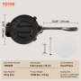 VEVOR Prensa para Tortillas de Hierro Fundido Prensa para Tacos 25 cm Máquina para Hacer Tortillas pre-sazonada con 100 Piezas de Papel Pergamino, Máquina para Masa para Tortillas de Harina, Negro