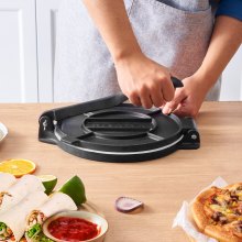 VEVOR Prensa para Tortillas de Hierro Fundido Prensa para Tacos 25 cm Máquina para Hacer Tortillas pre-sazonada con 100 Piezas de Papel Pergamino, Máquina para Masa para Tortillas de Harina, Negro