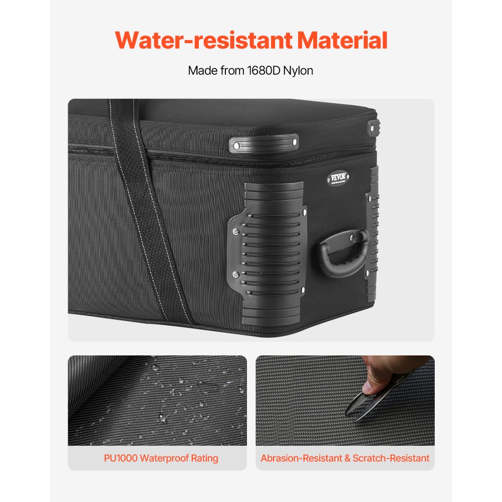 VEVOR Estuche con Ruedas para Equipo de Estudio 100 x 38 x 32 cm, Bolsa con Ruedas para Cámara, Correas, Asa Acolchada en el Compartimento para Soportes de Iluminación, Trípodes y Telescopios, Negro