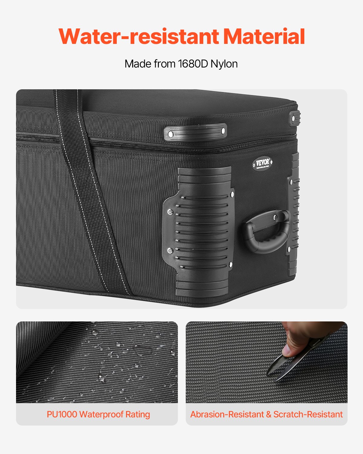 VEVOR Estuche con Ruedas para Equipo de Estudio 131 x 36,5 x 38 cm, Bolsa con Ruedas para Cámara, Correas, Asa Acolchada en el Compartimento para Soportes de Iluminación, Trípodes y Telescopios