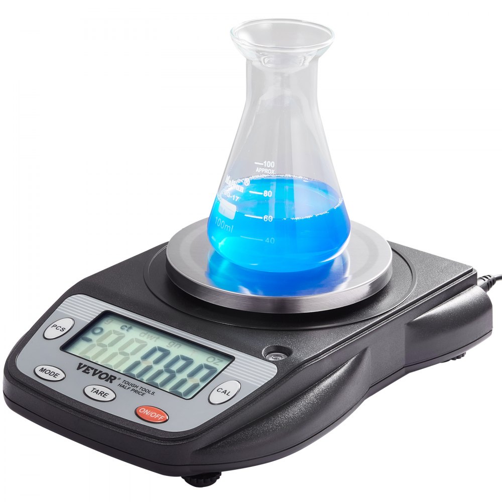 VEVOR Balanza Analítica 600g x 0,01g Balanza de Laboratorio de Alta Precisión Balanza Electrónica de Conversión de 6 Unidades Báscula de Pesaje de Joyas Digitales de Laboratorio de Pantalla LCD