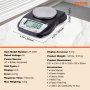 VEVOR Balanza Analítica 600g x 0,01g Balanza de Laboratorio de Alta Precisión Balanza Electrónica de Conversión de 6 Unidades Báscula de Pesaje de Joyas Digitales de Laboratorio de Pantalla LCD