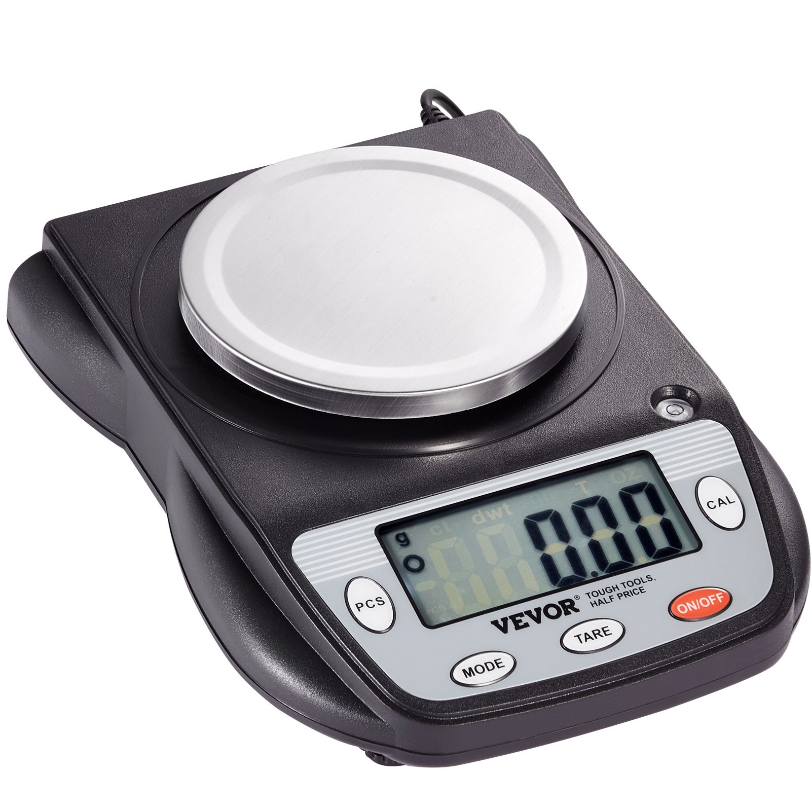 VEVOR Balanza Analítica 600g x 0,01g Balanza de Laboratorio de Alta Precisión Balanza Electrónica de Conversión de 6 Unidades Báscula de Pesaje de Joyas Digitales de Laboratorio de Pantalla LCD