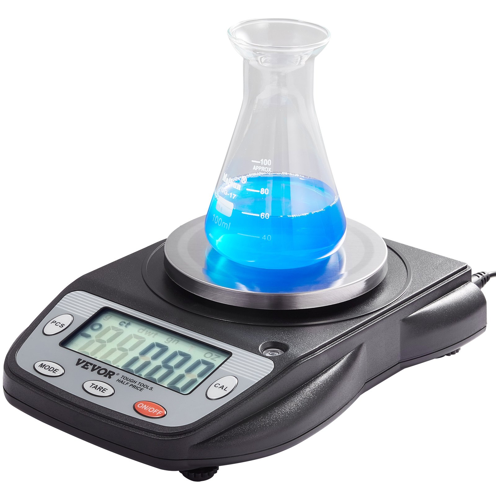 VEVOR Balanza Analítica 600g x 0,01g Balanza de Laboratorio de Alta Precisión Balanza Electrónica de Conversión de 6 Unidades Báscula de Pesaje de Joyas Digitales de Laboratorio de Pantalla LCD