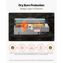 VEVOR Calentador de Alimentos Eléctrico de Acero Inoxidable de 1500 W con Vapor y Cubierta de Vidrio, 3 Bandejas para Buffet de Encimera, Baño María con Cucharones, para Catering, Restaurantes