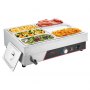 VEVOR Calentador de Alimento, con 6 Recipientes de 1/3 de Tamaño y Cable de Alimentación, de Acero Inoxidable, 1500 W, por Baño María, para Restaurantes, Fiestas y Buffets, 690 x 570 x 220 mm