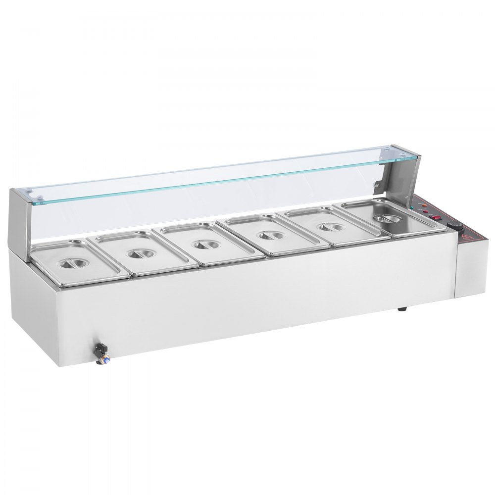 VEVOR Calentador de Alimentos Eléctrico 6 Sartenes 1197 x 406 x 382 mm 1500 W