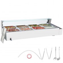 VEVOR Calentador de Alimentos Eléctrico 8 x 8 Cuartos 1441 x 610 x 382 mm 1700 W