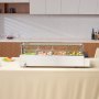 VEVOR Calentador de alimentos comercial de 4 sartenes, mesa de vapor eléctrica de 4 x 8 qt con cubierta de vidrio, 1500 W, encimera de acero inoxidable, control de temperatura de 86-185 °F para catering, restaurantes, plateado
