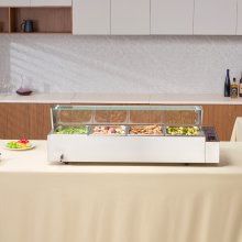 VEVOR Calentador Alimentos Eléctrico con Protector Vidrio 1197 x 406 x 382 mm