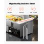 VEVOR Calentador de alimentos comercial de 5 sartenes, mesa de vapor eléctrica de 5 x 8 qt con cubierta de vidrio, 1700 W, encimera de acero inoxidable, control de temperatura de 86-185 °F para catering, restaurantes, plateado