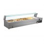 VEVOR Calentador de alimentos comercial de 5 sartenes, mesa de vapor eléctrica de 5 x 8 qt con cubierta de vidrio, 1700 W, encimera de acero inoxidable, control de temperatura de 86-185 °F para catering, restaurantes, plateado