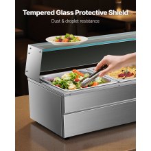 VEVOR Calentador de Alimentos Eléctrico 1464 x 378 x 381 mm 1700 W 5 x 8 Cuartos
