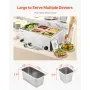 Calentador de alimentos comercial de 5 sartenes VEVOR, mesa de vapor eléctrica de 14,5 l, 1200 W, encimera profesional de acero inoxidable, para bufé, baño María, con control de temperatura de 86 a 185 °F para catering y restaurantes, color plateado