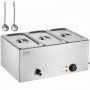 Calentador de alimentos comercial de 3 sartenes VEVOR, mesa de vapor eléctrica de 16,5 l, 1200 W, encimera profesional de acero inoxidable, para bufé, baño María, con control de temperatura de 86 a 185 °F para catering y restaurantes, color plateado