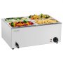 Calentador de alimentos comercial de 4 sartenes VEVOR, mesa de vapor eléctrica de 15 l, 1200 W, encimera profesional de acero inoxidable, para bufé, baño María, con control de temperatura de 86 a 185 °F para catering y restaurantes, color plateado