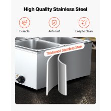 VEVOR Calentador de Alimentos 1500 W, Eléctrico, Acero Inoxidable, con Vapor y Tapa, a 4 Bandejas de Calentamiento Rápido, a Buffet de Encimera, Baño María con Cucharones para Sopa y Perforados