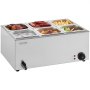 Calentador de alimentos comercial de 6 sartenes VEVOR, mesa de vapor eléctrica de 13,5 l, 1200 W, encimera profesional de acero inoxidable, para bufé, baño María, con control de temperatura de 86 a 185 °F para catering y restaurantes, color plateado