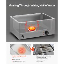 VEVOR Calentador Alimentos Eléctrico 6 Sartenes 13,5 L 1200 W 540 x 360 x 250 mm