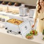 Calentador de alimentos comercial VEVOR, 1 mesa de vapor eléctrica de 18 l, 1200 W, encimera profesional de acero inoxidable, para bufé, baño María, con control de temperatura de 86 a 185 °F para catering y restaurantes, color plateado