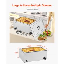 VEVOR Calentador de Alimentos Eléctrico 1 Sartén 18 L 540 x 360 x 250 mm 1200 W