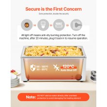 VEVOR Calentador de Alimentos Eléctrico 1 Sartén 18 L 540 x 360 x 250 mm 1200 W