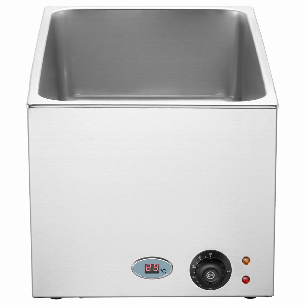 VEVOR Calentador de alimentos comercial de 18 l, calentador de bufé eléctrico de 1200 W para baño maría, calentador de alimentos para mesa de vapor, calentador de alimentos de acero inoxidable para encimera, uso húmedo o seco para fiestas, catering y restaurantes