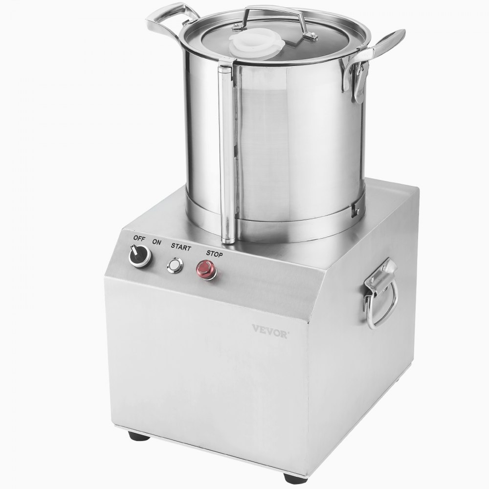 VEVOR Procesador de Alimentos y Picadora de Verduras, Acero Inoxidable de Grado Alimenticio 10 l con 2 Cuchillas Curvas S Adicionales, para Picar Verduras, Frutas, Granos y Nueces, 360 x 355 x 565 mm