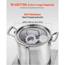 VEVOR Procesador de Alimentos y Picadora de Verduras 10 L 360 x 355 x 565 mm