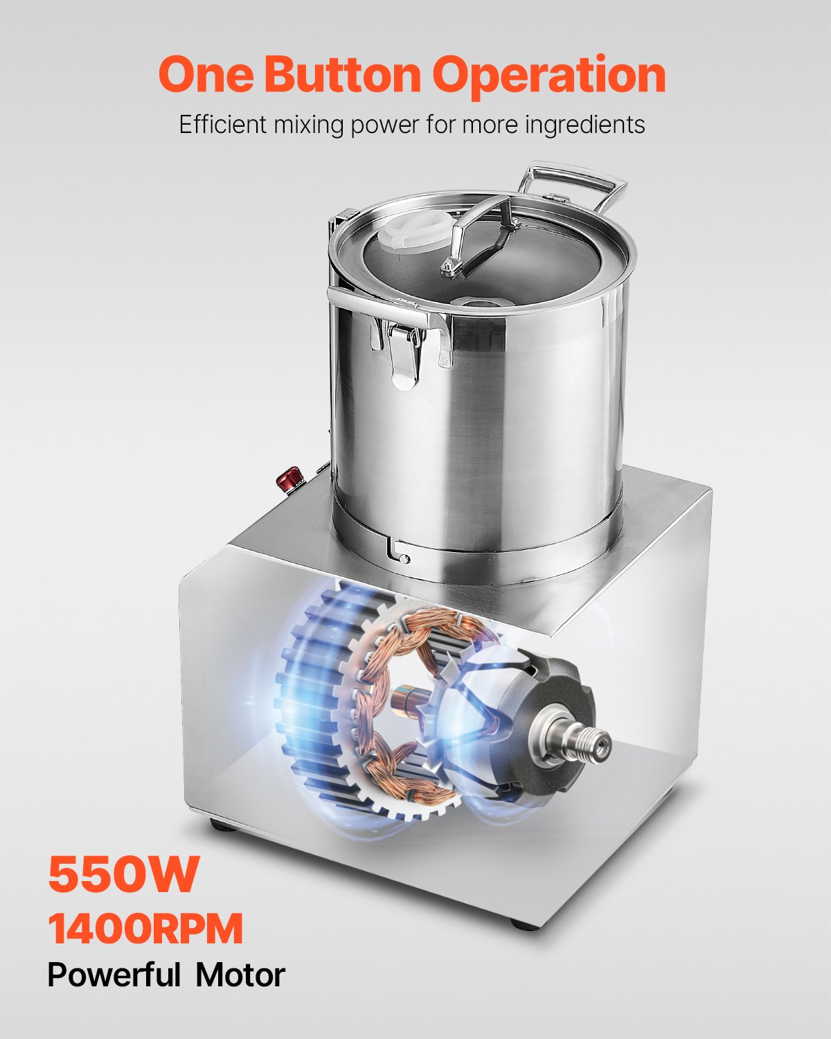 VEVOR Food Processor Vegetable Chopper, 4L Food Processor made of food-grade stainless steel with 2 additional S-curve blades, multifunctional for chopping vegetables, fruit, grains, and nuts