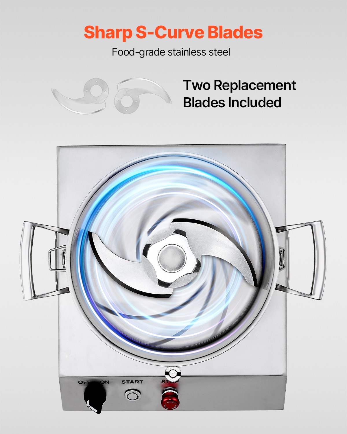 VEVOR Food Processor Vegetable Chopper 6L Vegetable Cutter made of food-grade stainless steel with 2 additional S-curve blades, multifunctional for chopping vegetables, fruit, grains, and nuts