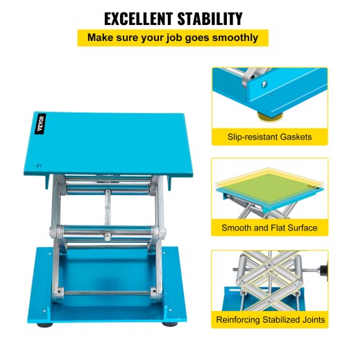 VEVOR Mesa Elevadora de Laboratorio, 200 x 200 mm Plataforma Elevadora de Laboratorio, 8" x 8" Soporte Elevador Manual de Aluminio 6-31 cm, para Laboratorio Experimento Físico Químico Biológico