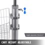 Característica de altura ajustable del carrito móvil VEVOR con un rango de 29,5 a 41,3&quot;.