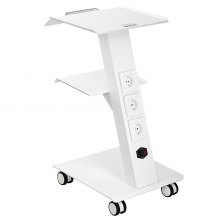 VEVOR Carro de Laboratorio, Carro de Servicio Médico con Enchufe Incorporado, Postre Móvil de Metal de 3 Capas, con Ruedas Giratorias, Carga 100 kg, para Laboratorio, Clínica, Belleza, Salón